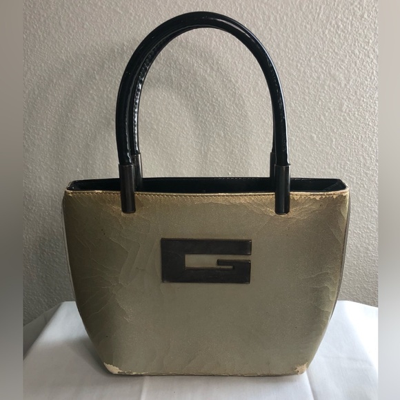Gucci Vintage Handbag Big Square G Logo  Top Handle Gold - Picture 1 of 16